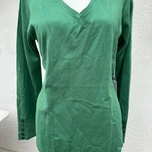 Chico's Green Fitted Blouse with Long Sleeves